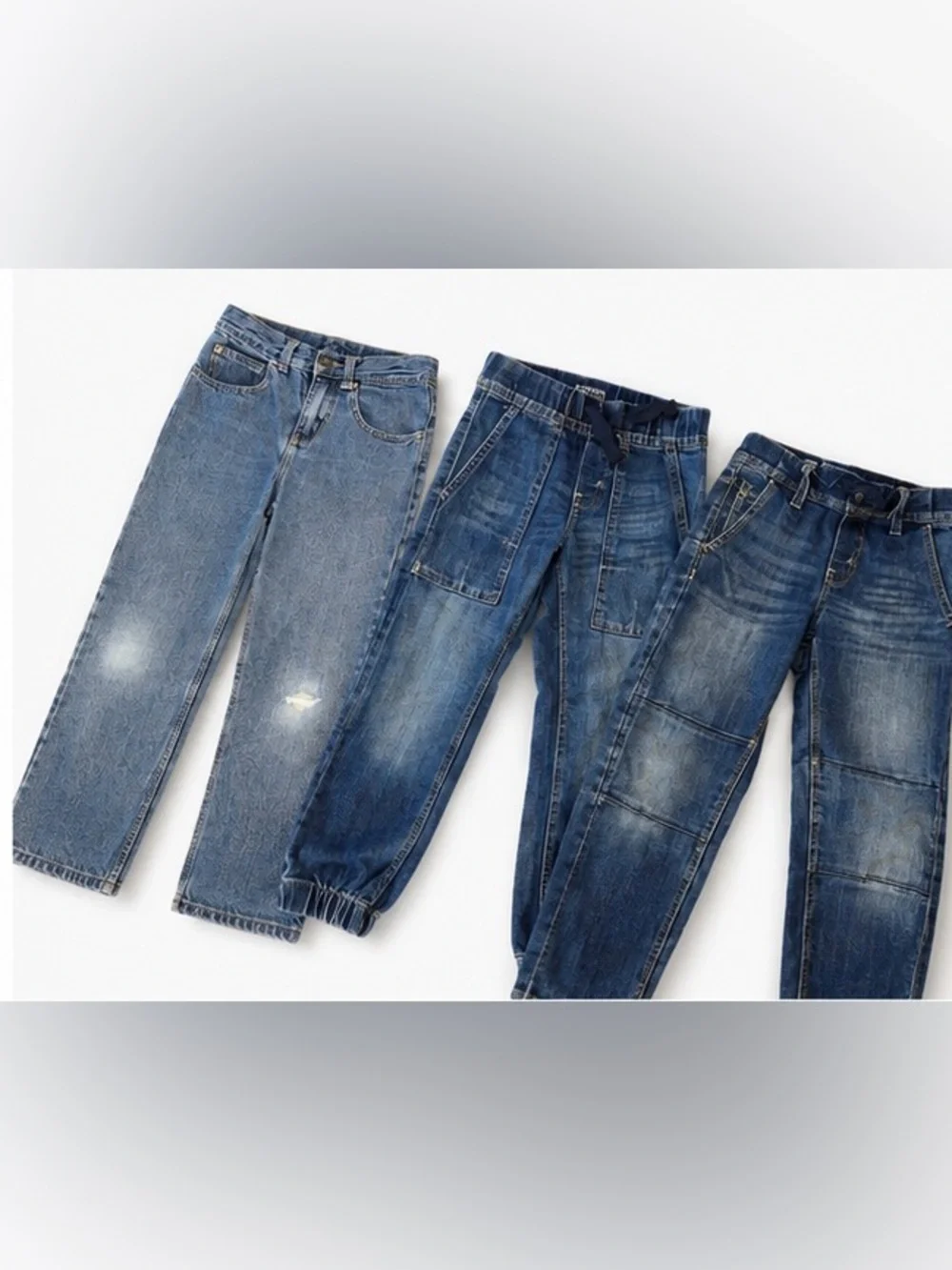 Boys Pull On Jeans Bundle Adjustable Waist Levi’s Denizen & Faded Glory Sz 6 & 8